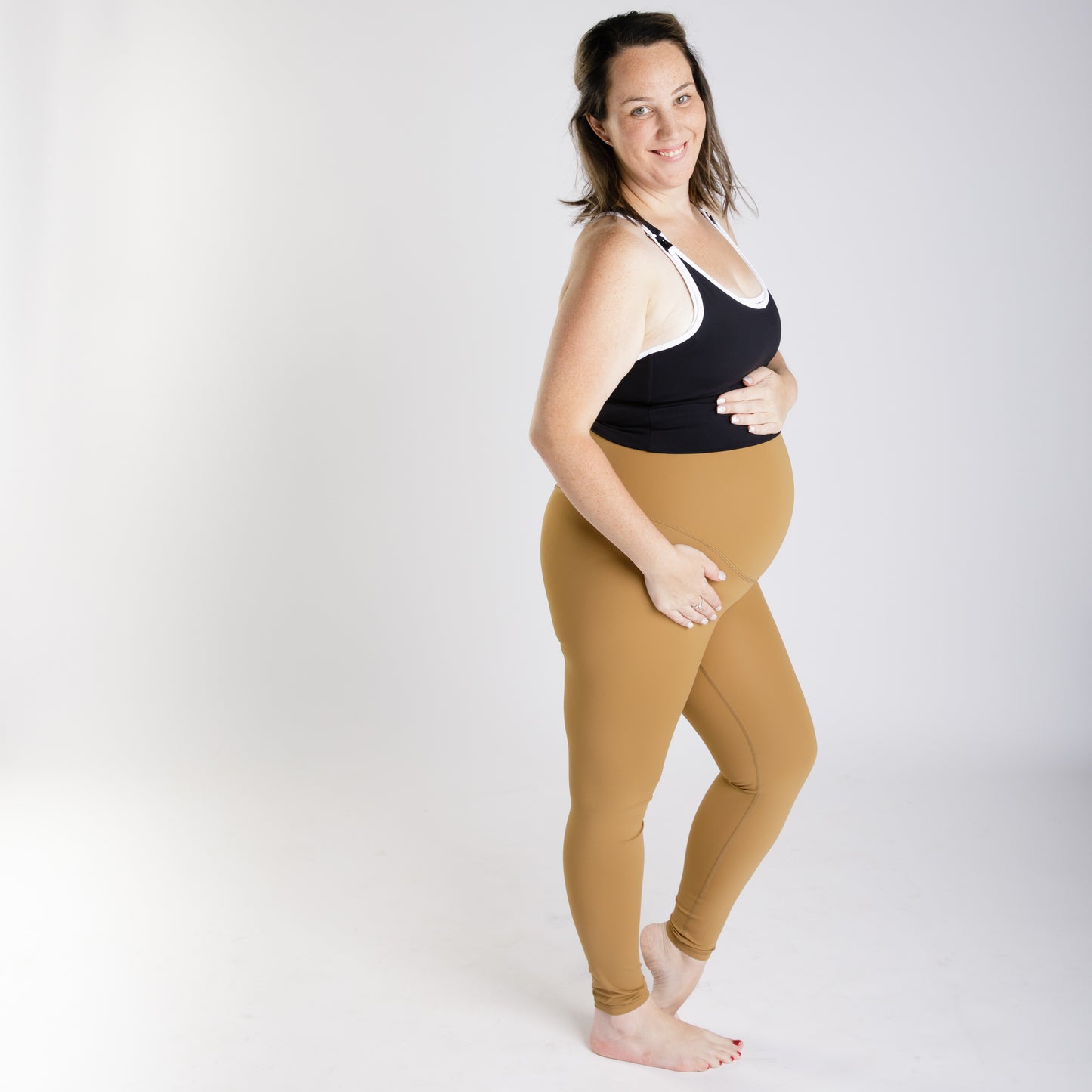 Emama Maternity Leggings - Caramel - Full Length-FINAL SALE ONLY