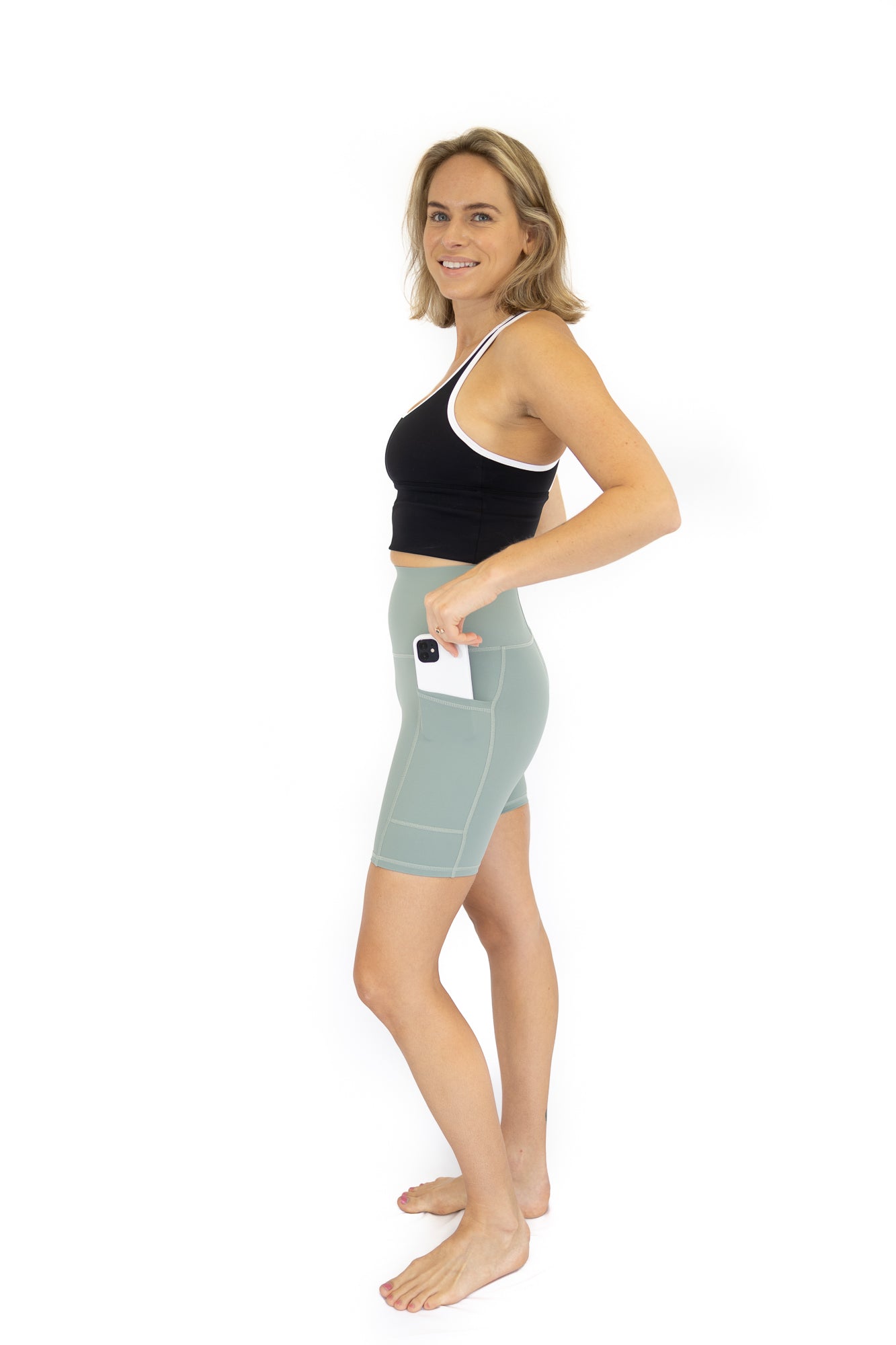Shaper Move Shorts + Pockets - Spearmint- FINAL SALE ONLY