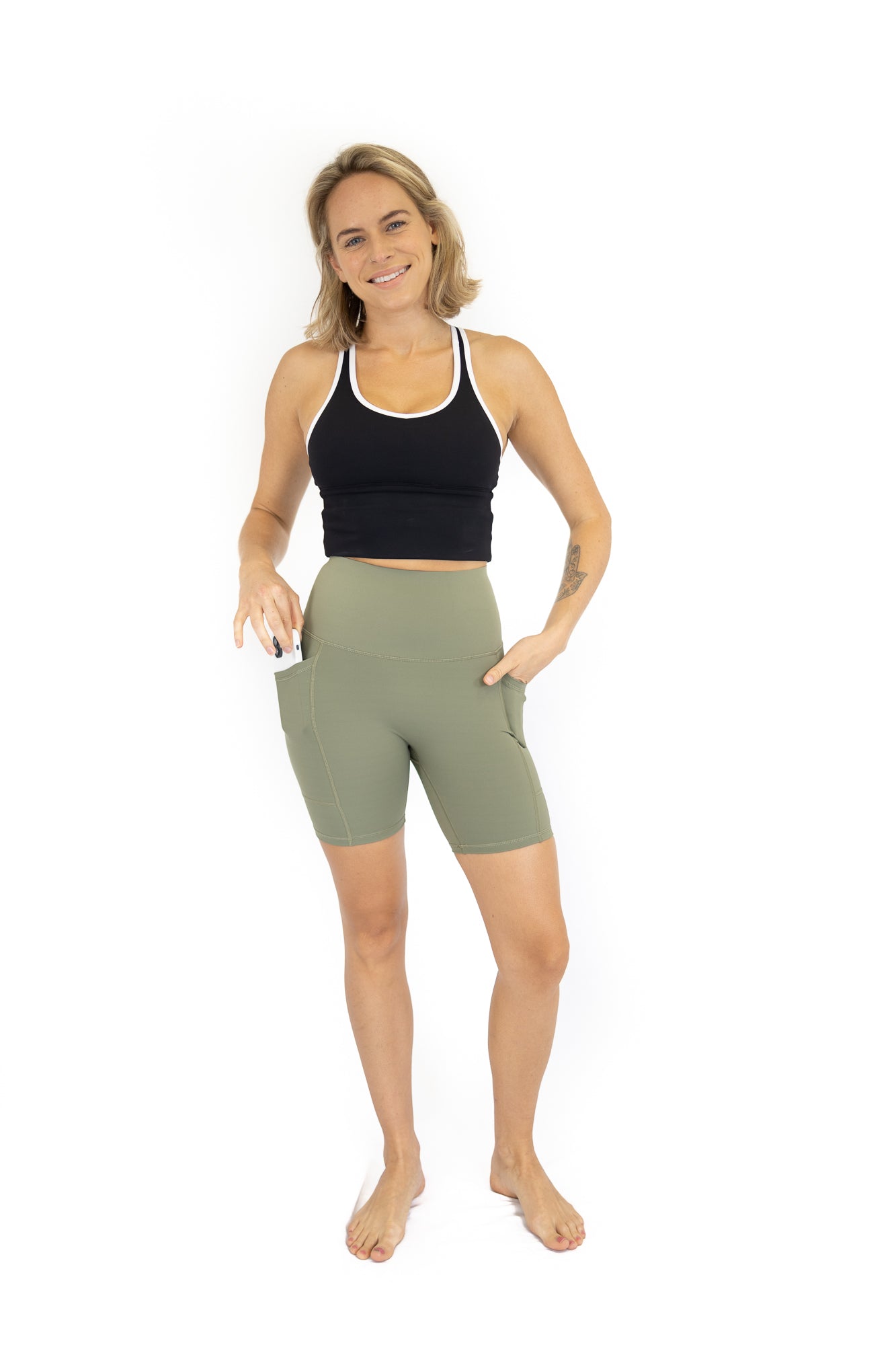 Shaper Move Shorts + Pockets - Olive- FINAL SALE ONLY