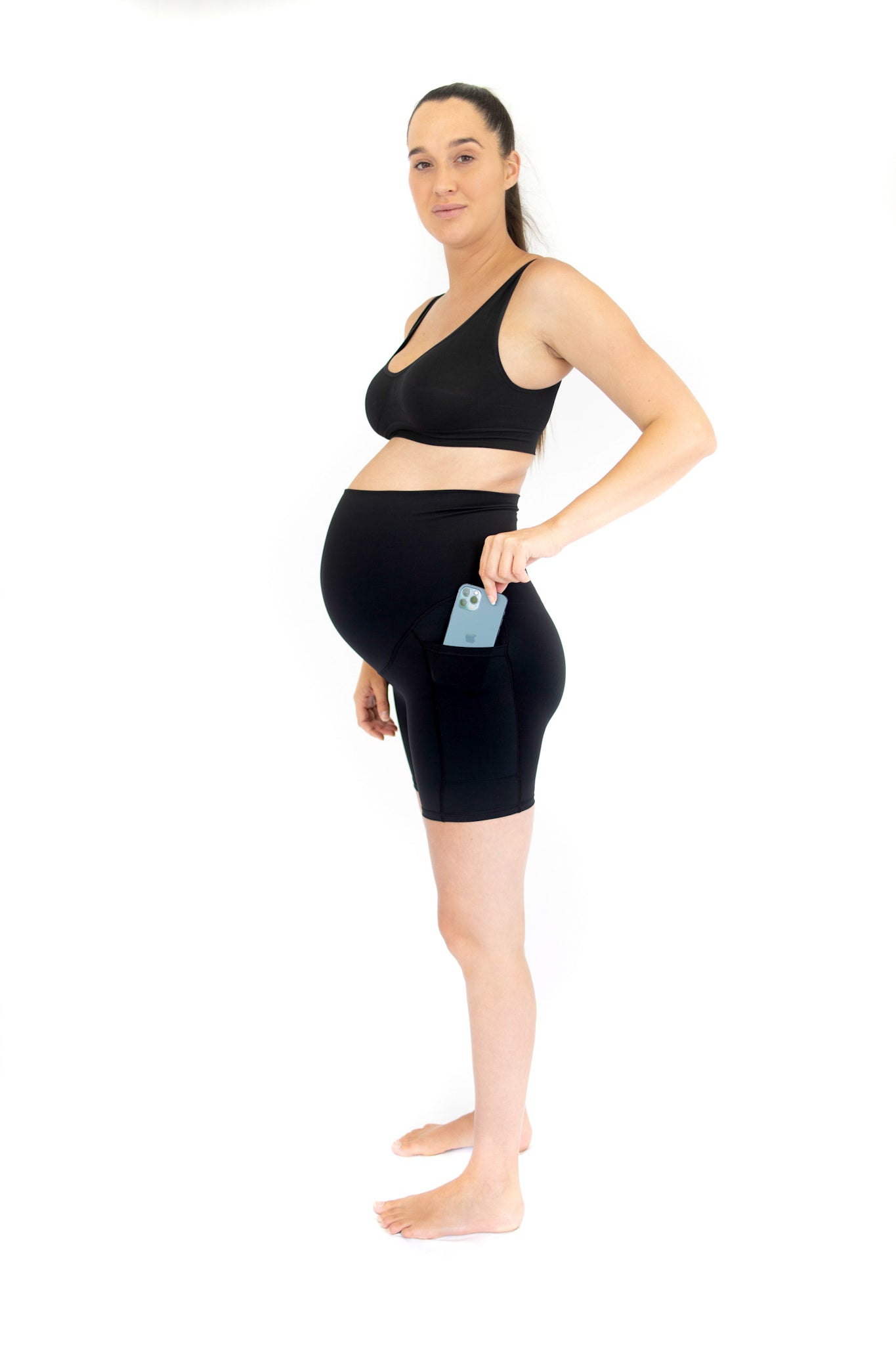 Emama Maternity Bike Shorts + Pockets - Black