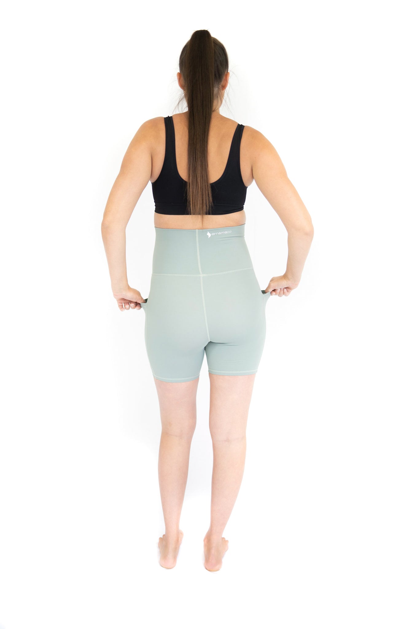 Emama Maternity long Shorts + Pockets - Spearmint-FINAL SALE ONLY
