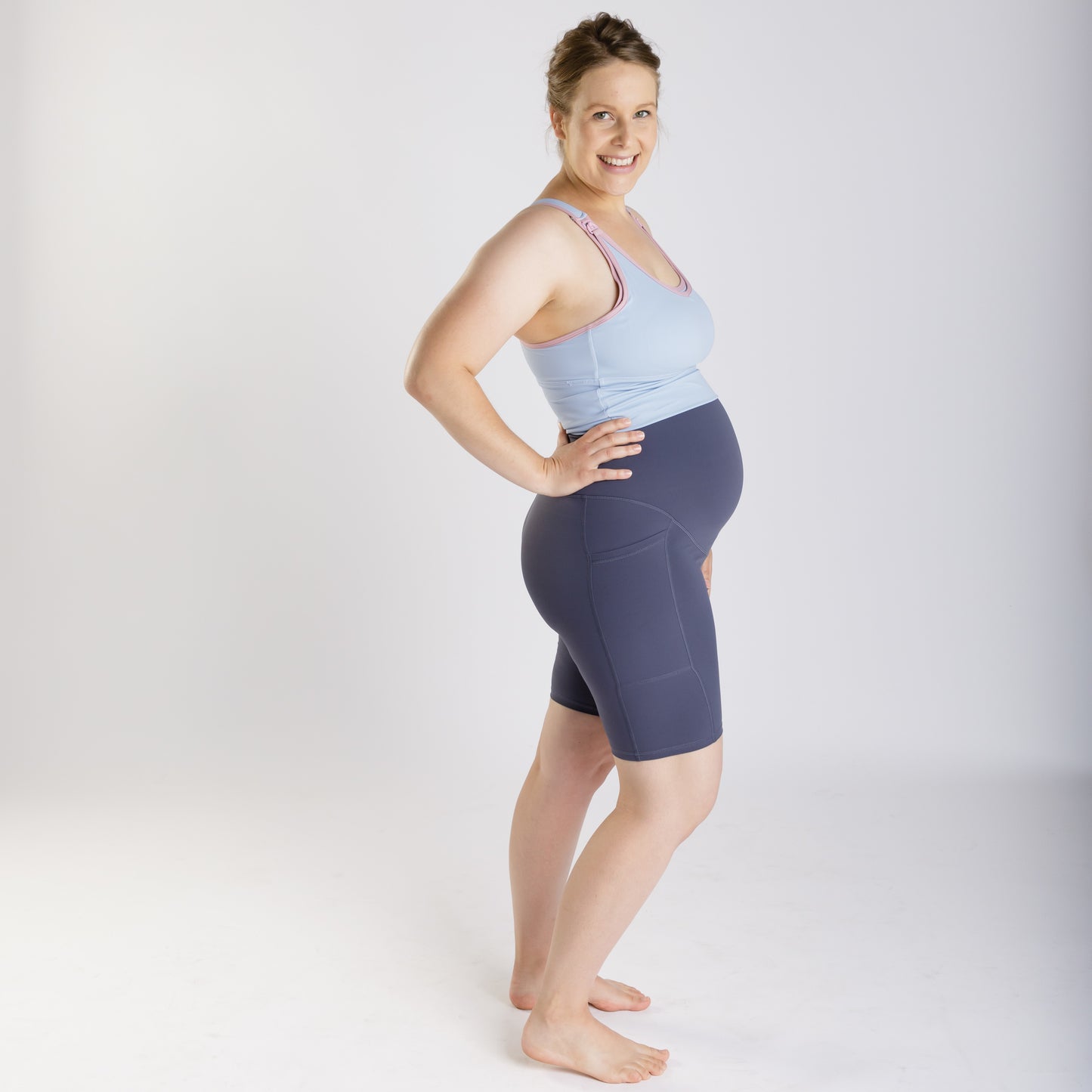 Emama Maternity Long Shorts + Pockets - Twilight