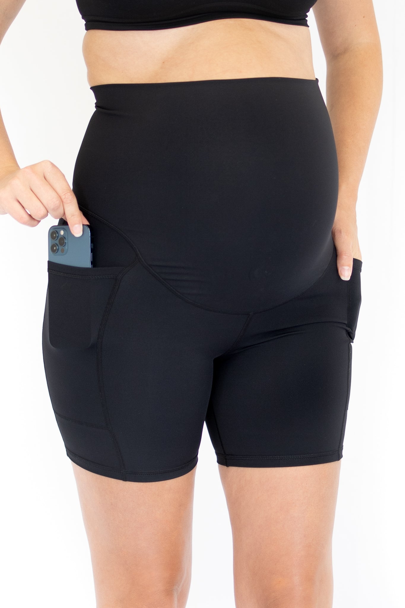 Emama Maternity Bike Shorts + Pockets - Black